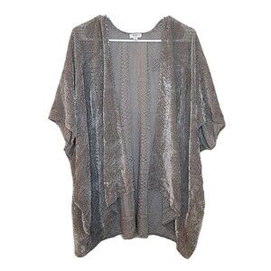 Dylan Anthropologie Cardigan Gray Women Size Small Sheer Open Front Velvet Burn